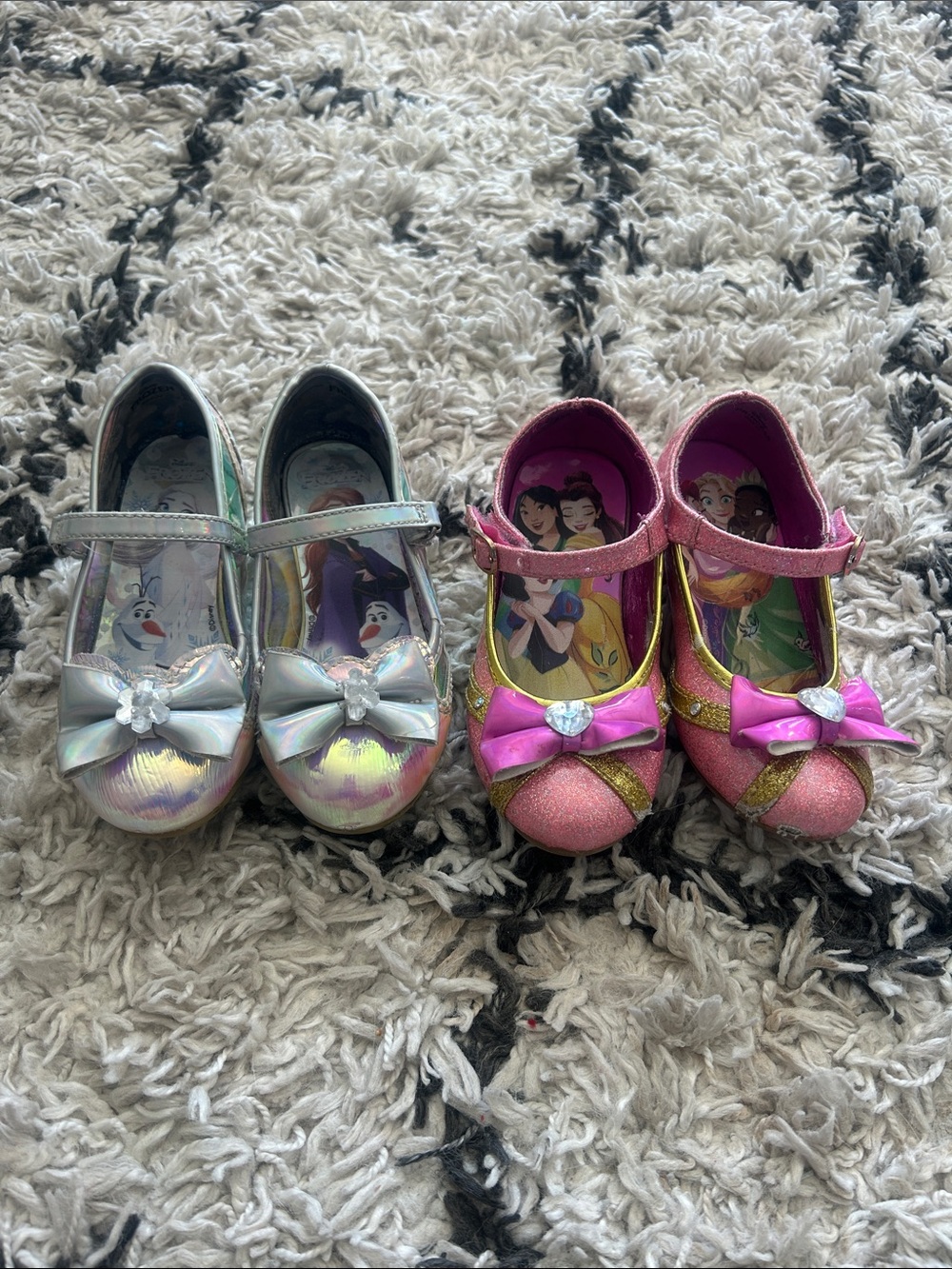 Disney Girls Princess play shoes Shoes — Iridescent Silver and Pink Glitter